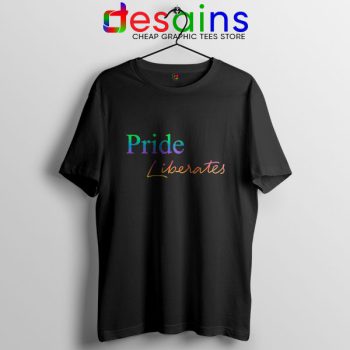 Pride Liberates Rainbow Black T Shirt LGBT Flag