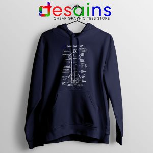 Starship SN15 Schematics Navy Hoodie Merch SpaceX