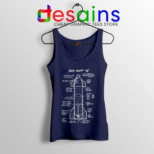 Starship SN15 Schematics Navy Tank Top SpaceX Merch