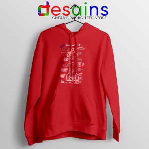 Starship SN15 Schematics Red Hoodie Merch SpaceX