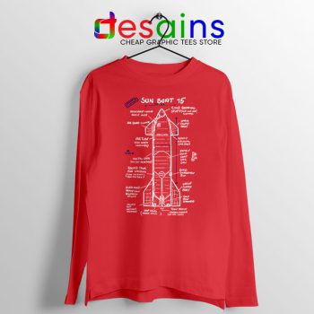 Starship SN15 Schematics Red Long Sleeve Tee SpaceX