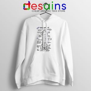 Starship SN15 Schematics White Hoodie Merch SpaceX