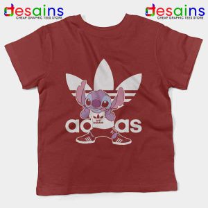 Stitch Disney Three Stripes Red Kids Tee Lilo & Stitch Logo