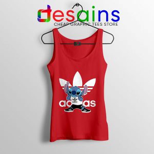 Stitch Disney Three Stripes Red Tank Top Lilo & Stitch Logo