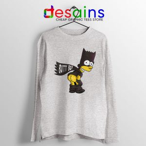 Batman Bart Butt Boy Sport Grey Long Sleeve Tee Cartoon Funny