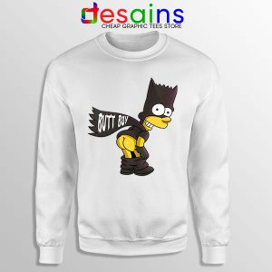 Batman Bart Butt Boy White Sweatshirt Cartoon Funny