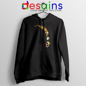 Calvin and Hobbes Jump Black Hoodie Funny Strip