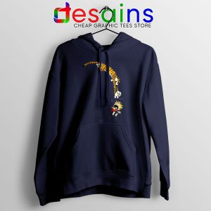 Calvin and Hobbes Jump Navy Hoodie Funny Strip