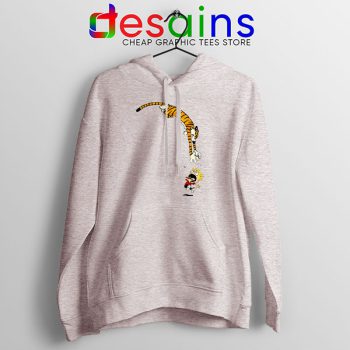 Calvin and Hobbes Jump Sport Grey Hoodie Funny Strip