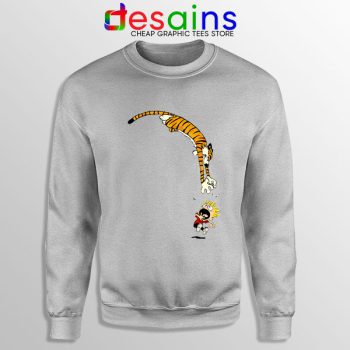 Calvin and Hobbes Jump Sport Grey Sweatshirt Funny Strip