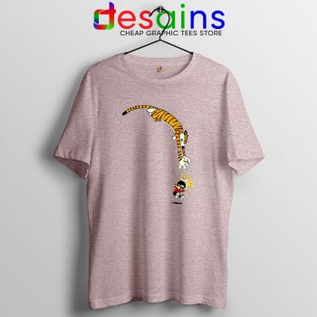 Calvin and Hobbes Jump Sport Grey T Shirt Funny Strip