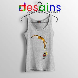 Calvin and Hobbes Jump Sport Grey Tank Top Funny Strip