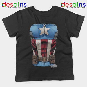 Captain America Chest Flag Black Kids Tee Avengers