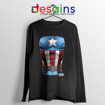 Captain America Chest Flag Black Long Sleeve Tee Avengers