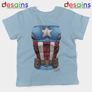 Captain America Chest Flag Light Blue Kids Tee Avengers