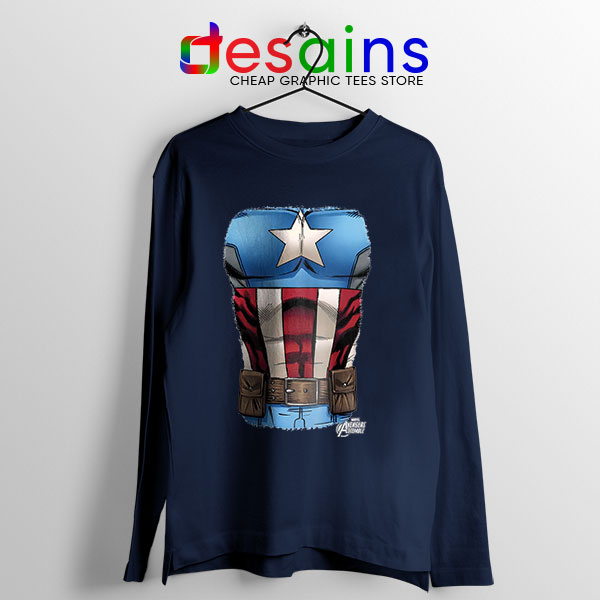 Captain America Chest Flag Navy Long Sleeve Tee Avengers