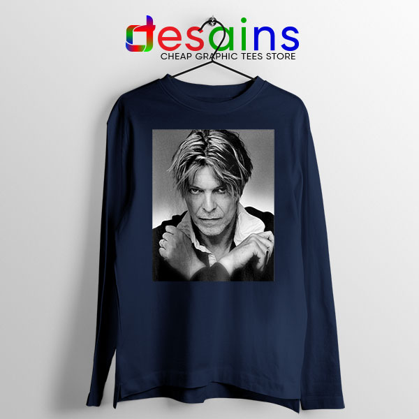 David Bowie Eyes Color Navy Long Sleeve Tee Album Cover
