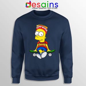 Funny Bart Simpson Navy Skateboard Sweatshirt Skate Pro