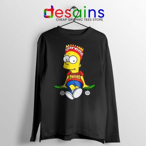 Funny Bart Simpson Skateboard Black Long Sleeve Tee Skate