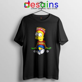 Funny Bart Simpson Skateboard Black T Shirt Skate Pro