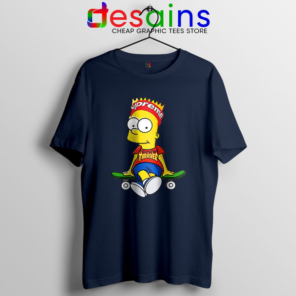 Funny Bart Simpson Skateboard Navy T Shirt Skate Pro