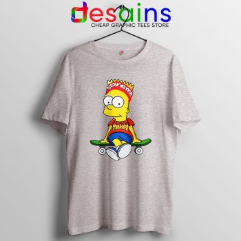 Funny Bart Simpson Skateboard Sport Grey T Shirt Skate Pro