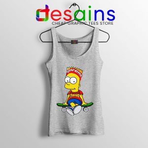 Funny Bart Simpson Skateboard Sport Grey Tank Top Skate Pro