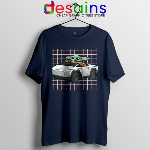 Funny Cybertruck Baby Yoda Navy T Shirt Tesla