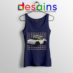 Funny Cybertruck Baby Yoda Navy Tank Top Tesla