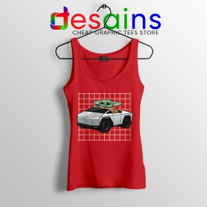 Funny Cybertruck Baby Yoda Red Tank Top Tesla