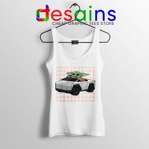 Funny Cybertruck Baby Yoda White Tank Top Tesla