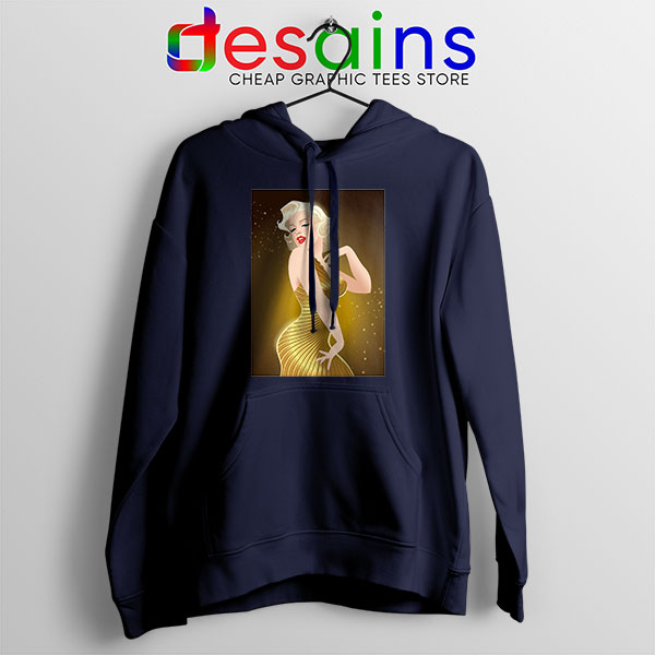 Marilyn Monroe Gold Smile Navy Hoodie Sexy Actress