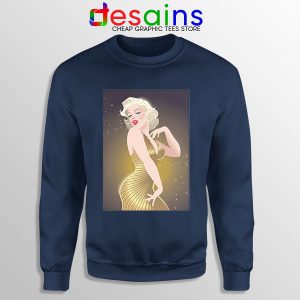 Marilyn Monroe Gold Smile Navy Sweatshirt Sexy Actress