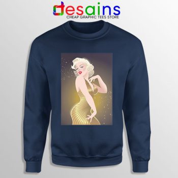 Marilyn Monroe Gold Smile Navy Sweatshirt Sexy Actress