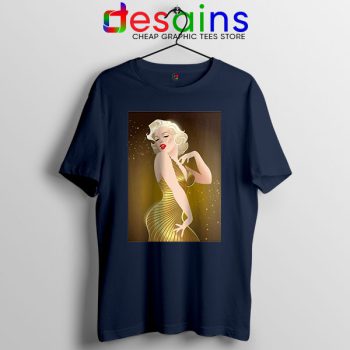 Marilyn Monroe Gold Smile Navy T Shirt Sexy Actress