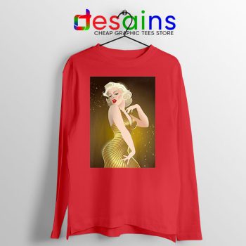 Marilyn Monroe Gold Smile Red Long Sleeve Tee Actress