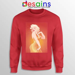 Marilyn Monroe Gold Smile Red Sweatshirt Sexy Actress