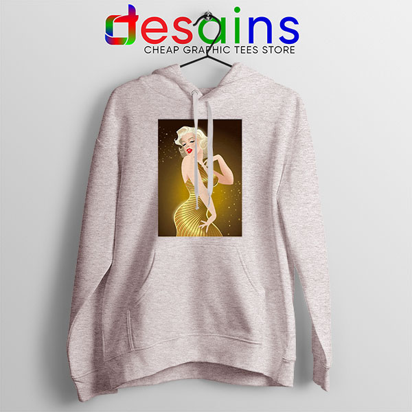 Marilyn Monroe Gold Smile Sport Grey Hoodie Sexy Actress