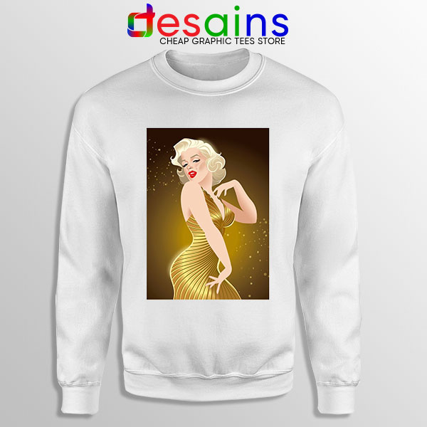 Marilyn Monroe Gold Smile White Sweatshirt Sexy Actress