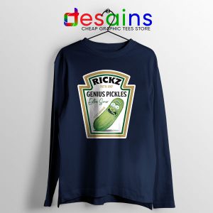 Pickle Rick Heinz logo Navy Long Sleeve Tee Rick and Morty