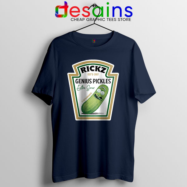 Pickle Rick Heinz logo Navy T Shirt Rick and Morty