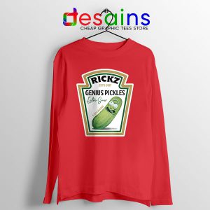 Pickle Rick Heinz logo Red Long Sleeve Tee Rick and Morty