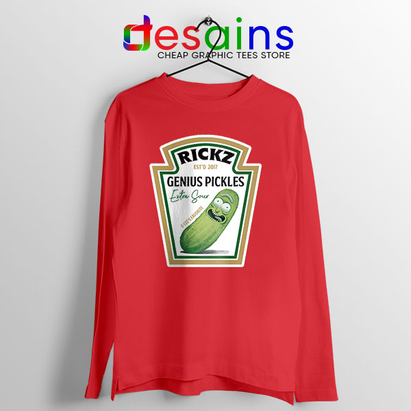 Pickle Rick Heinz logo Red Long Sleeve Tee Rick and Morty