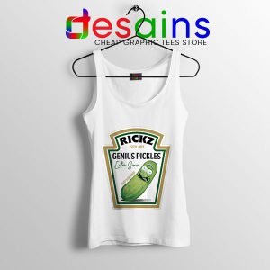 Pickle Rick Heinz logo White Tank Top Rick and Morty