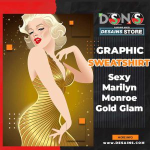 Sexy Marilyn Monroe Gold Glam Graphic Sweatshirt