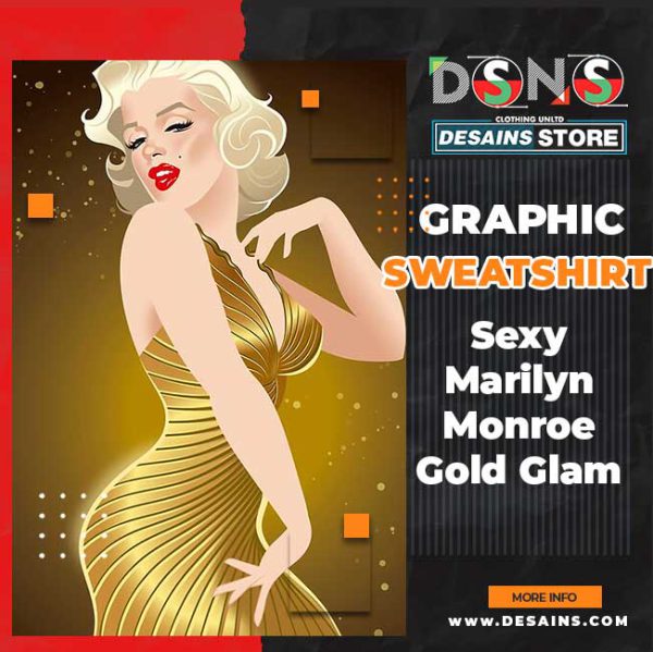 Sexy Marilyn Monroe Gold Glam Graphic Sweatshirt