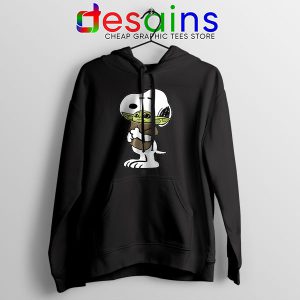Snoopy Baby Yoda Friends BLack Hoodie Funny Mandalorian