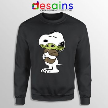 Snoopy Baby Yoda Friends Black Sweatshirt Mandalorian