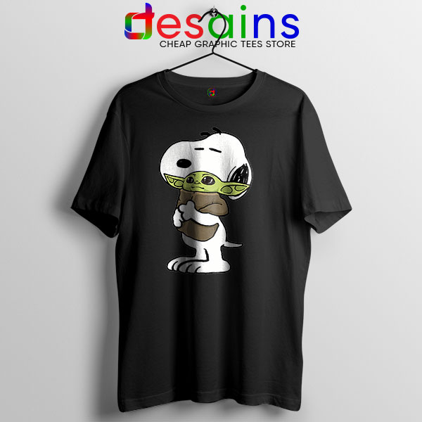 Snoopy Baby Yoda Friends Black T Shirt Mandalorian