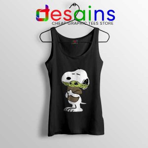 Snoopy Baby Yoda Friends Black Tank Top Funny Mandalorian